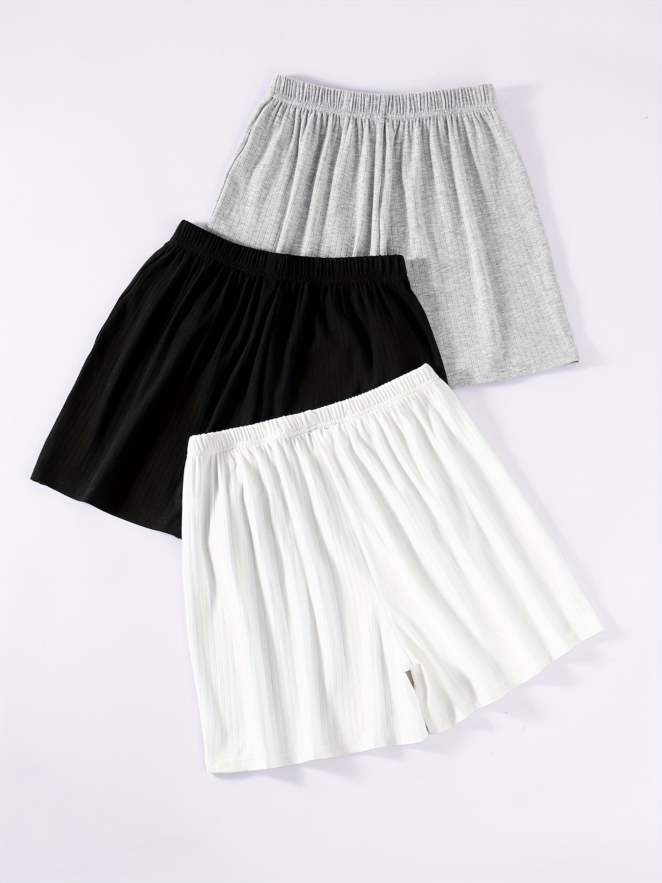 Casual Solid Ribbed Shorts Women's Clothing