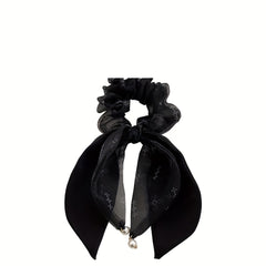 Organza Scrunchies Lucky Clover Hair Rope Ponytail Holder Women Girls