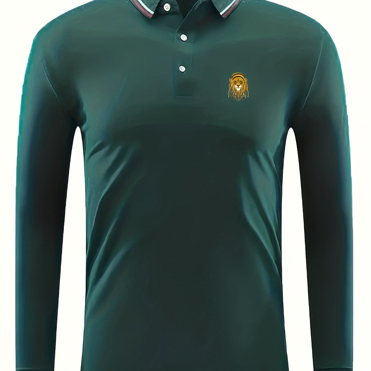 Men's Braided Lion Print Polo Shirt Casual Stretch