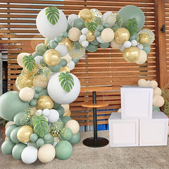 128pcs Jungle Themed Party Maroon Golden Balloons Set