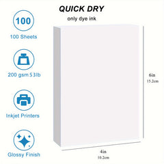Glossy Photo Paper 10x15 cm 100 Sheets 53lb 200gsm