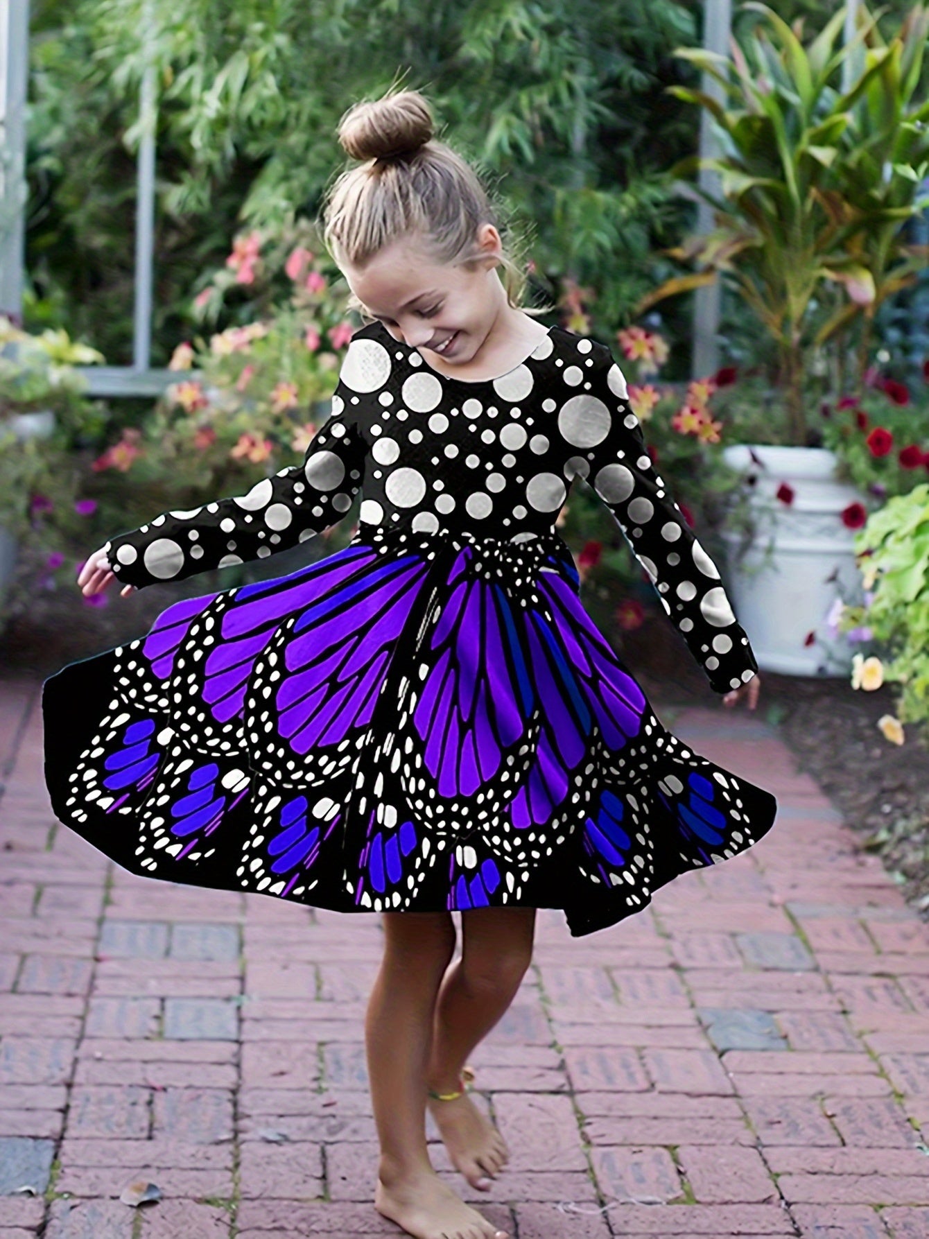 Butterfly Princess Cosplay Dress Polka Dot Print Dress