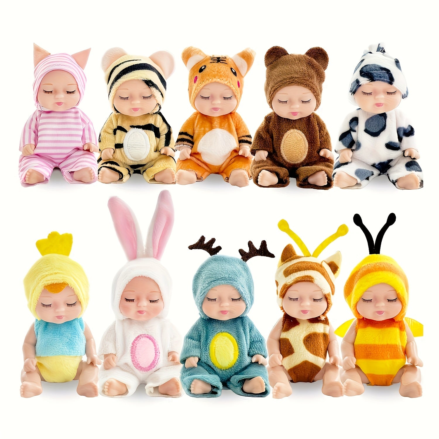 10pcs Mini Dolls 4 inch Animal Costume Dolls Easter Birthday Gift