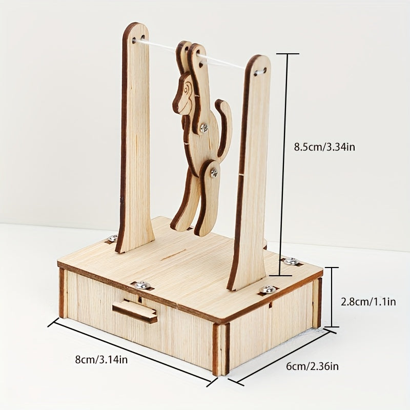 Wooden Monkey Flip Single Pole DIY Assembly Toy Kit
