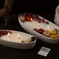Concrete Candle Holder Boat Shape Silicone Mold Elliptical Gypsum Storage Tray