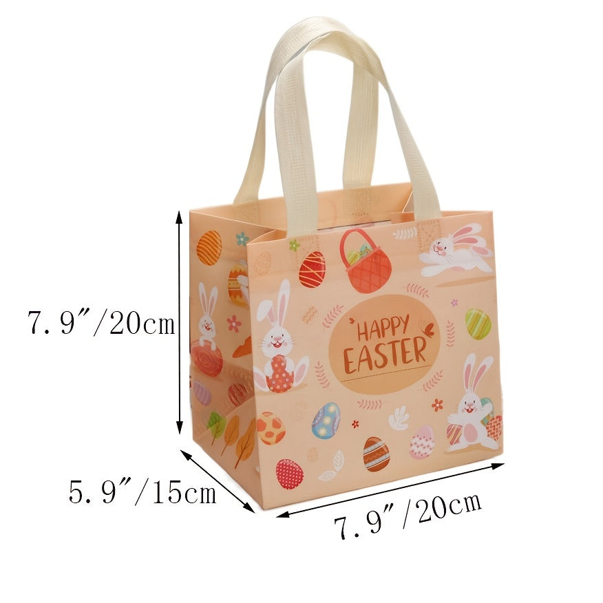 6PCS Easter Gift Bags Reusable Tote Bags Grocery Shopping Bunny Egg Totes