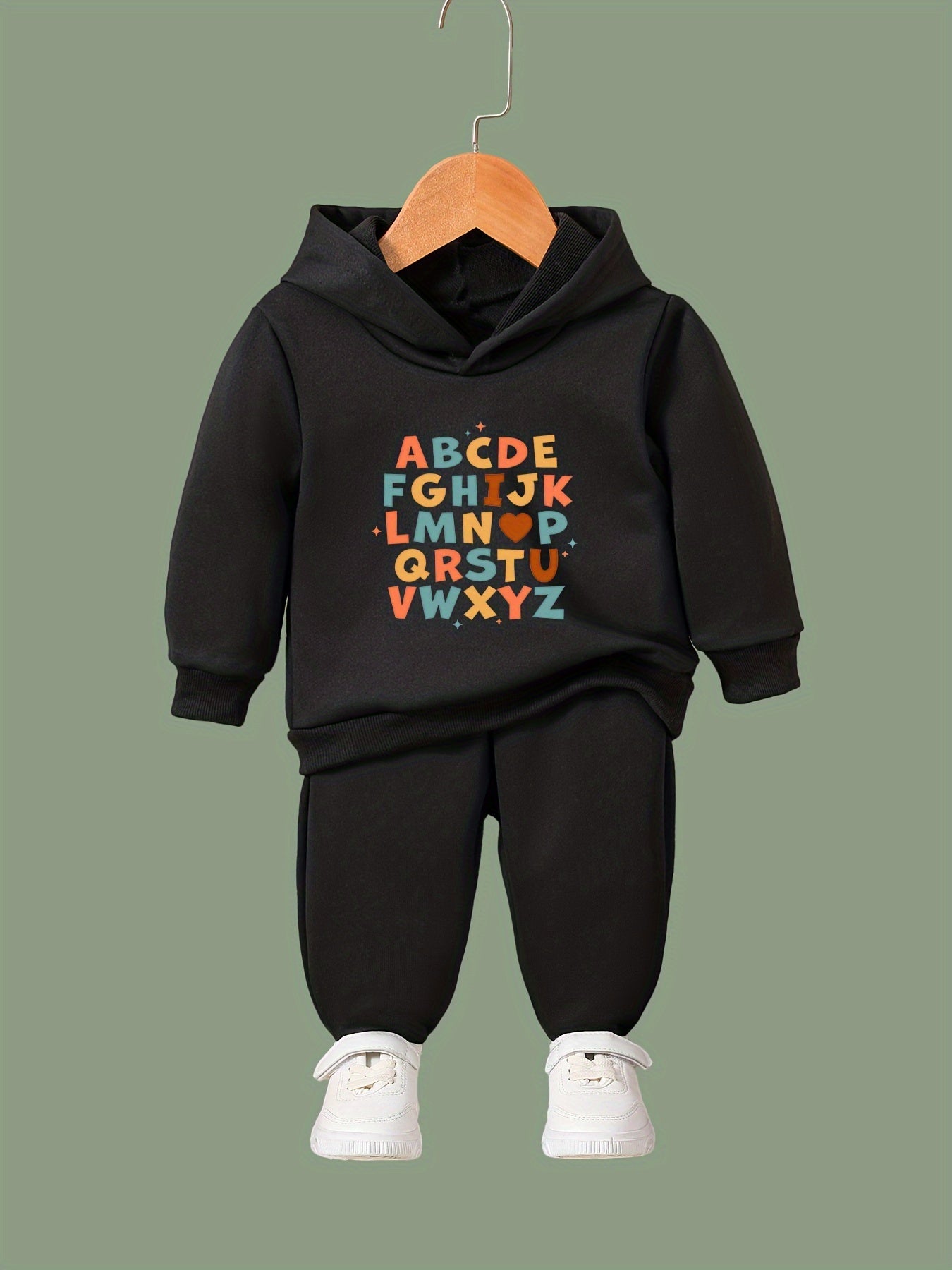2pcs Sweet Alphabet Graphic Hoodies Pants Set Outfits Spring Fall