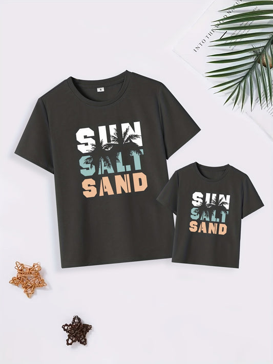 ''SUN SALT SAND'' Kids Family Matching T-shirt Boys Mommy Daddy