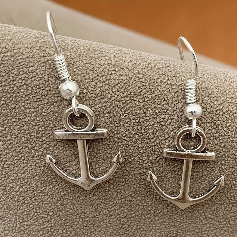Retro Silvery Anchor Earrings & Fashionable Jewelry for Women