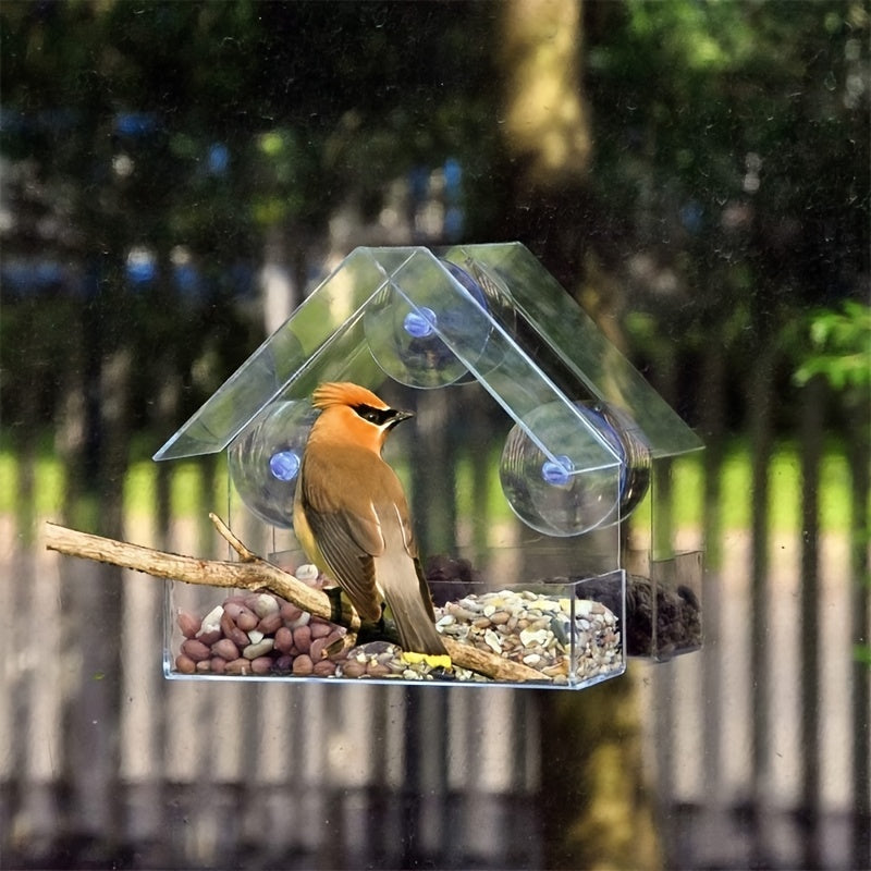 Acrylic Bird Feeders with Suction Cups - Outdoor Bird Food Bowls