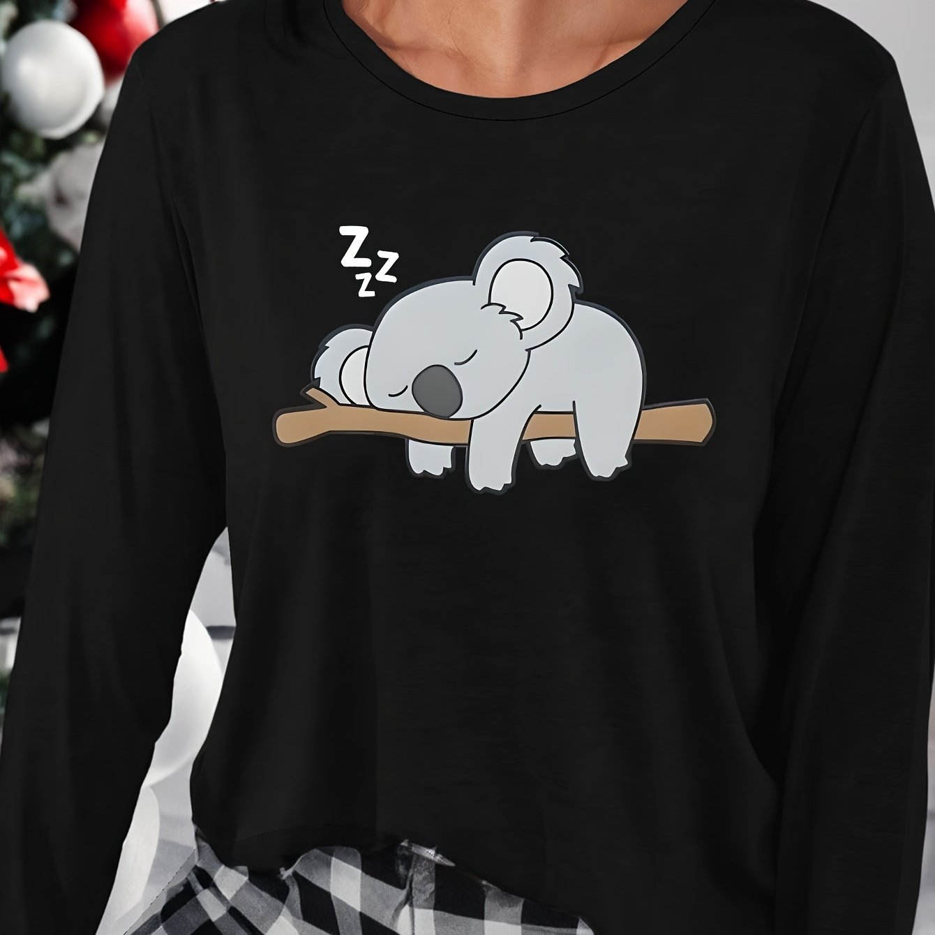 Cute Koala Print Lounge Top Women's Sleepwear