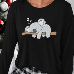 Cute Koala Print Lounge Top Women's Sleepwear