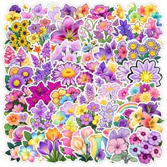 50pcs Flower Graffiti Vinyl Stickers Reusable Decals Mixed Colors PVC Material