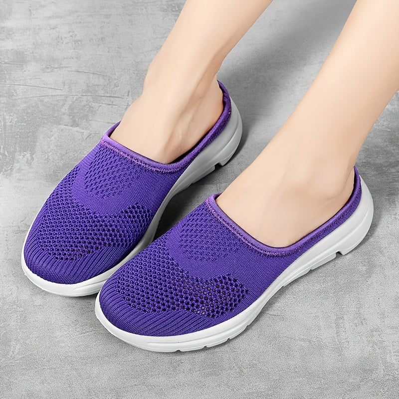Women's Mesh Hollow Out Slip On Mules Flat Casual Shoes