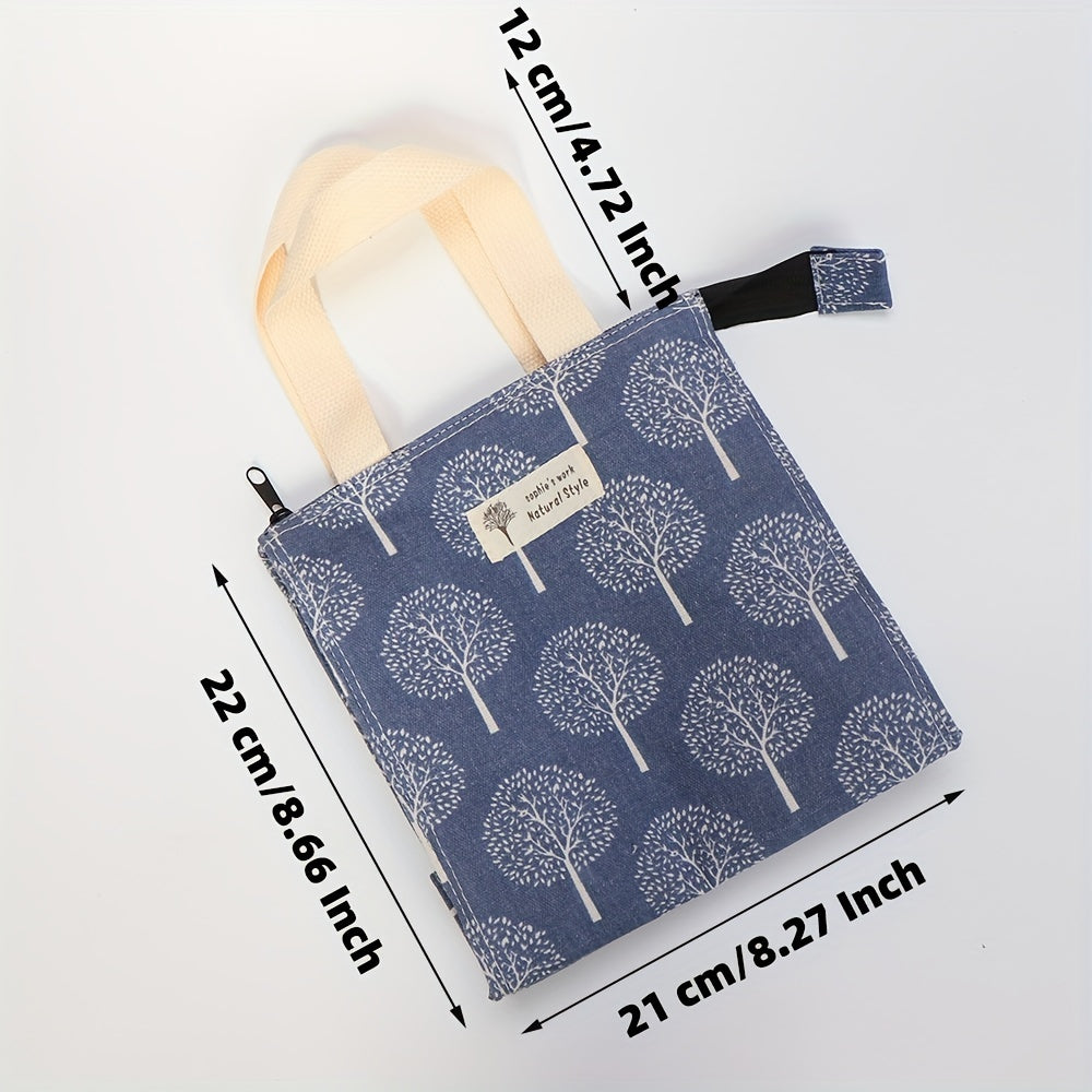 Tree Pattern Insulation Lunch Bag Portable Travel Picnic Bag