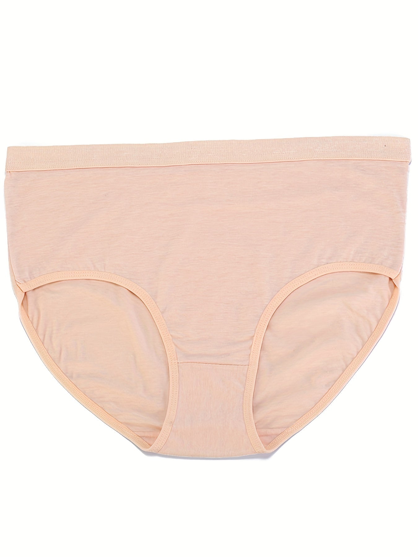 6 Pack Plus Size Basic Underwear Set Women's Plus Plain Mid Rise Medium Stretch