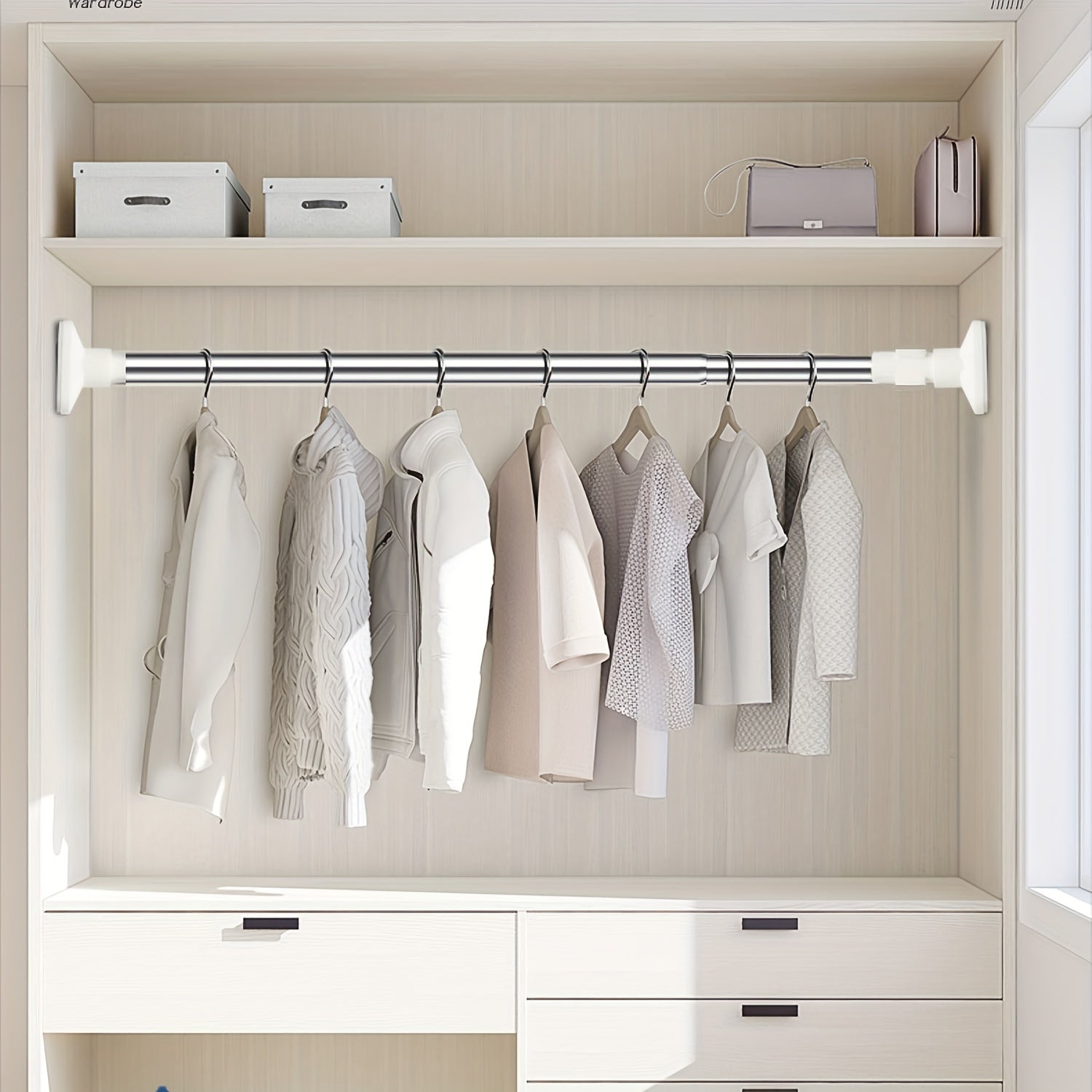 Adjustable Telescopic Stainless Steel Clothes Pole