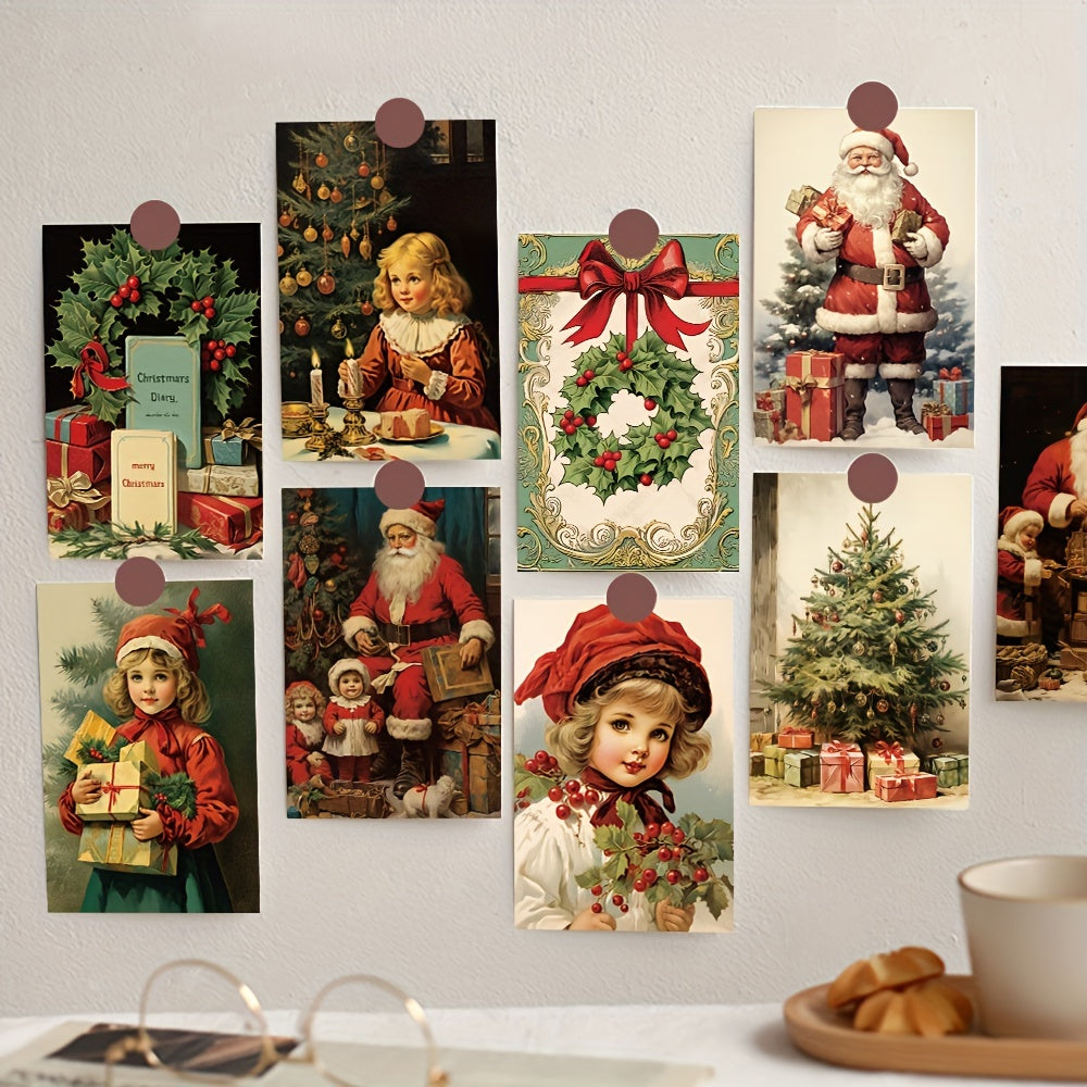 10pcs Christmas Card Postcard Message Indoor Wall Decoration Diy Sticker