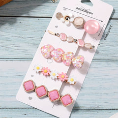 Sequin Heart Flower Hair Clip Resin Bobby Pin Hair Barrette Dopamine Charm