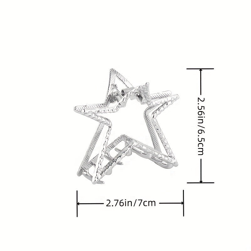 Rhinestone Pentagram Hair Clip Ponytail Metal Hair Claw