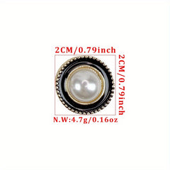 2pcs Round Shirt Button Covers with Pearl & Geometric Design