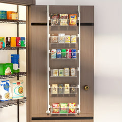 6 Tier Over Door Pantry Storage Organizer with 6 Baskets