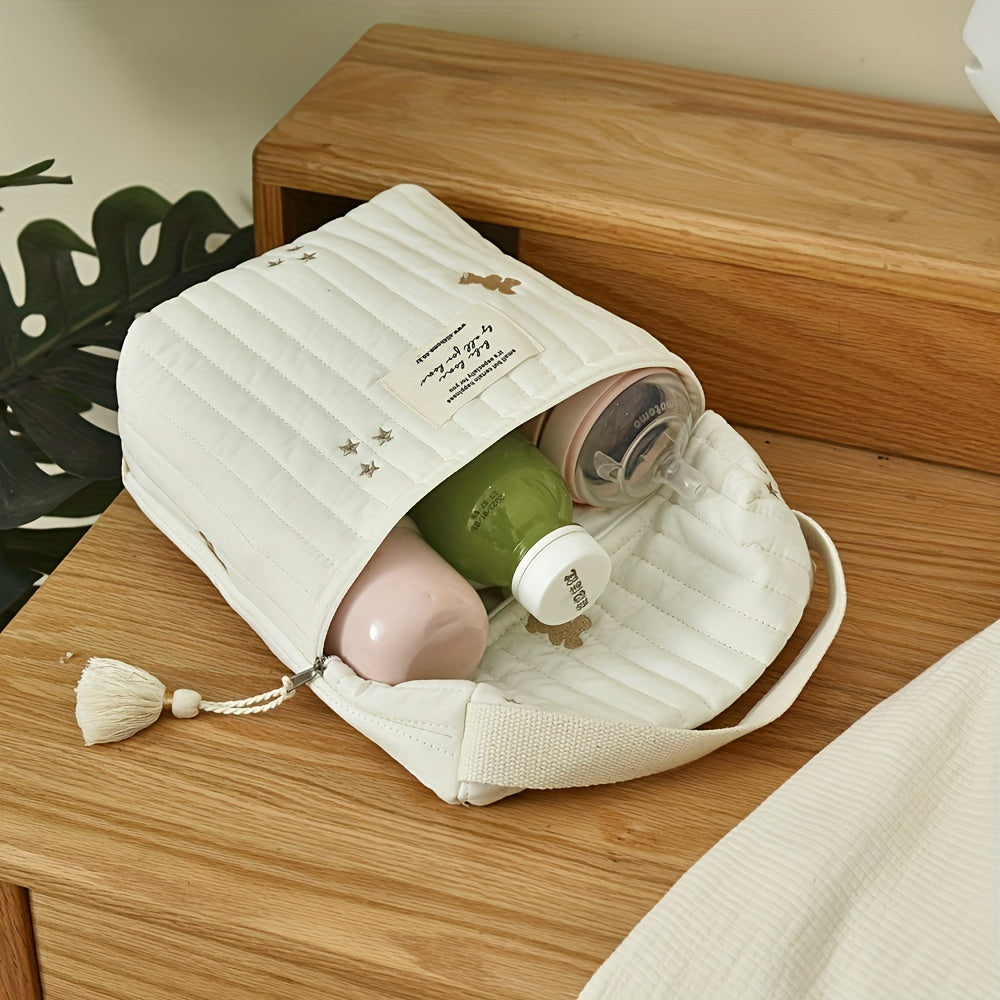 Quilted Embroidered Nappy Bag - Diaper Organizer for Moms On the Go