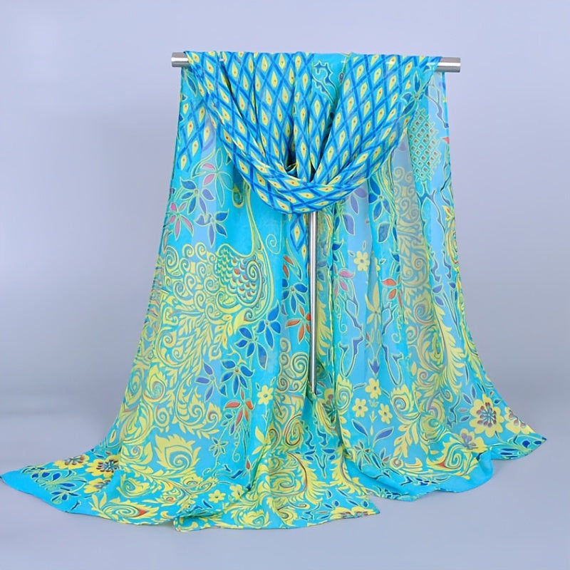 Peacock Pattern Printed Scarf Women's Scarf Hand Wash