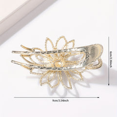 Faux Pearl Flower Duckbill Clip Large Hair Clip Rhinestone Hairclip