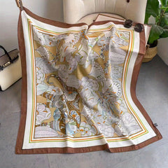98cm Thin Print Square Scarf Silk Feeling Soft Scarf Breathable Shawl Wraps