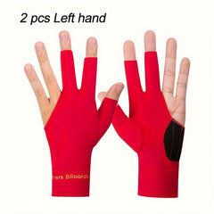 2pcs High Elastic 3 Fingers Billiard Gloves For Left Hands
