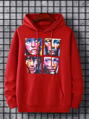 Men's Cartoon Face Graphic Hoodie Drawstring Sweatshirt