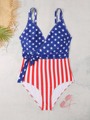  Star & Stripe Tie Side One Piece Swimsuit