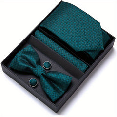 Men's Bow Tie Set 6 piece Set Tie Bow Tie Square Scarf Cufflinks Red Series