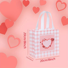 8pcs Valentines Reusable Gift Bags Treat Bags Handles Valentines Party Bags