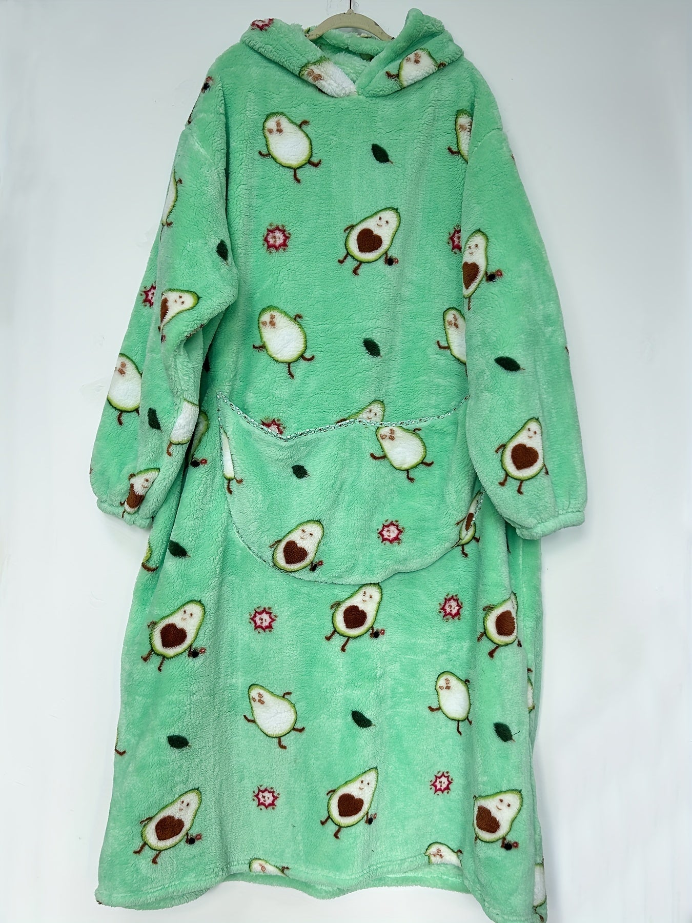  Avocado Flannel Fleece Hooded Blanket Women's Nightgown