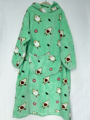  Avocado Flannel Fleece Hooded Blanket Women's Nightgown