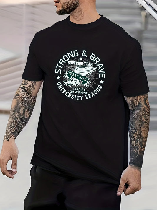 Vintage Shoe With Wings Print Men's Graphic Crew Neck Active T shirt
