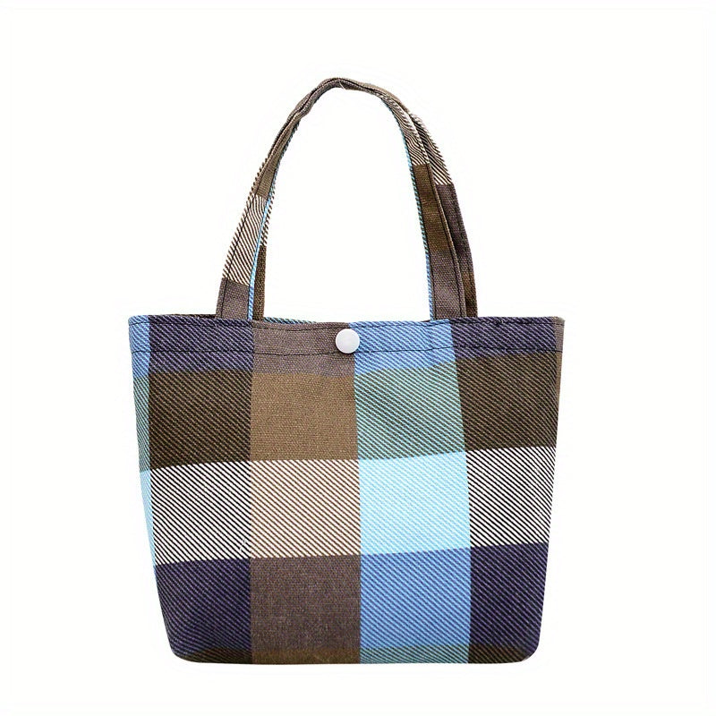 Colorblock Plaid Pattern Shoulder Bag All Match Storage Bag Lightweight