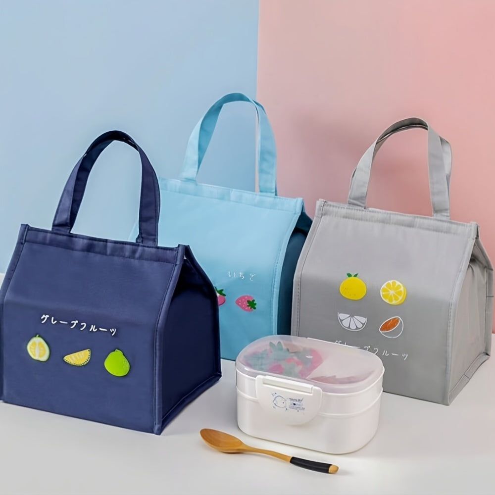 Insulated Lunch Bag Polyester Thermal Tote with Hand Wash - Fruit Print