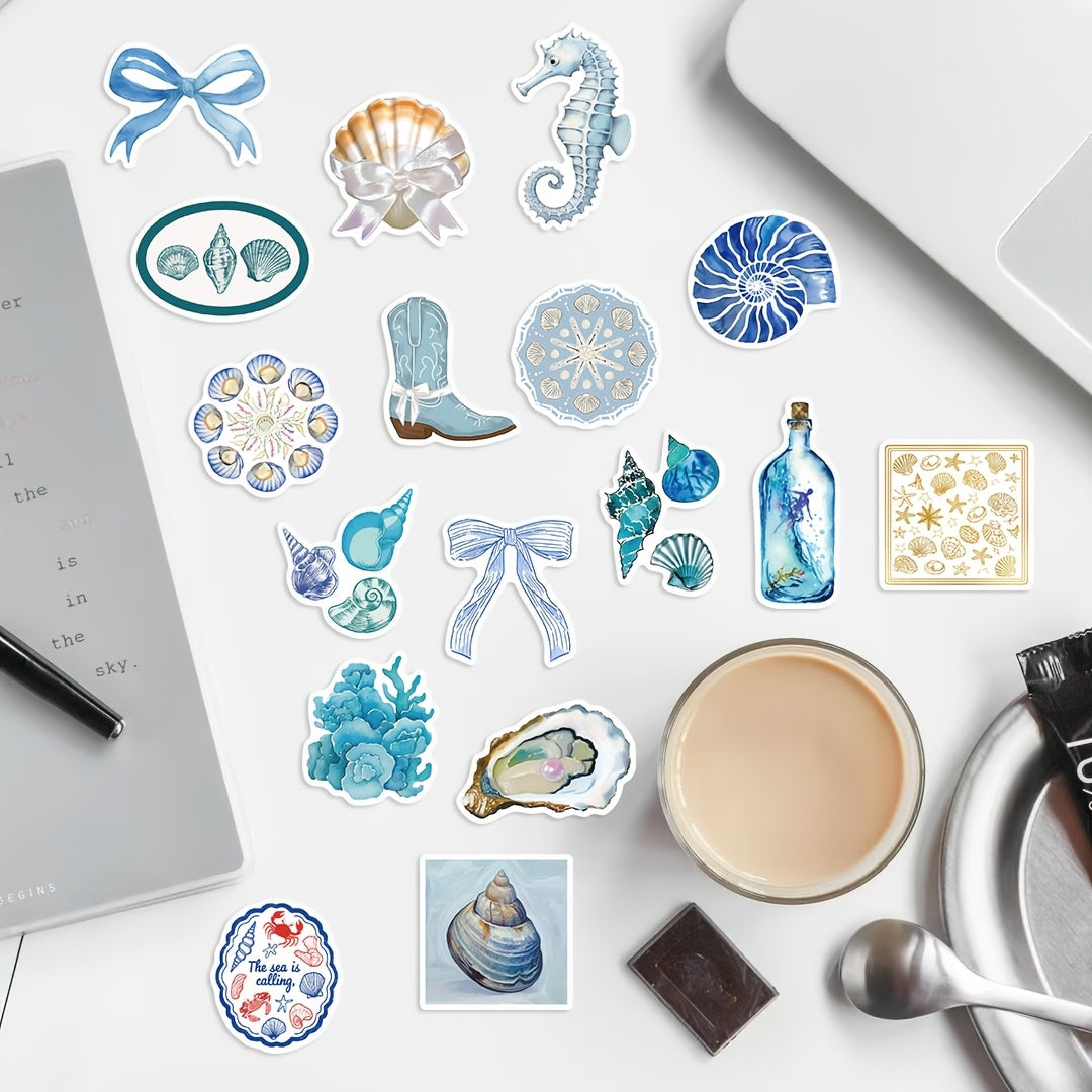 50pcs Coastal Girl Vinyl Stickers Ocean Themed Cartoon Decals for Laptop Water B
