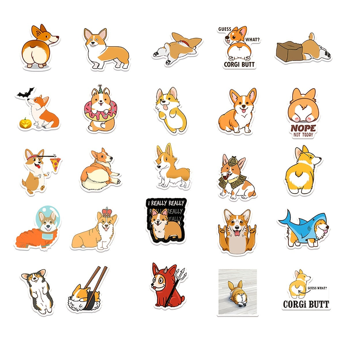 50pcs Corgi Stickers for Phone Laptop Luggage Water Cup