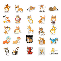 50pcs Corgi Stickers for Phone Laptop Luggage Water Cup