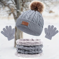 3pcs Children's Winter Scarf Gloves Hat Set for Boys and Girls
