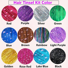 Hair Tinsel Kit 12 Colors 3400 Strands Fairy Tinsel Hair Extensions