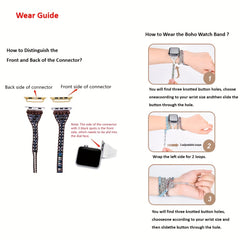 Adjustable Bohemian Stone Watch Band Men Crystal Band 38mm-45mm