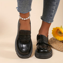 Round Toe Slip On Platform Loafers for Women
