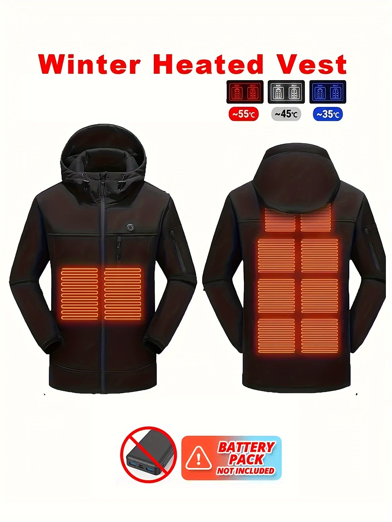 Men's Smart Heating Jacket Waterproof Windproof Coat