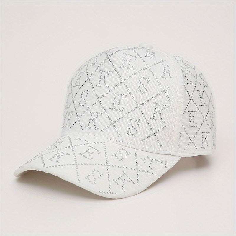 Rhinestone Letter Decor Baseball Cap Cotton Adjustable Dad Hats