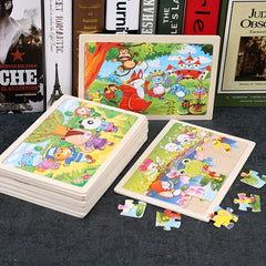 Wooden Animal Puzzle Set for Kids, 24 Pieces